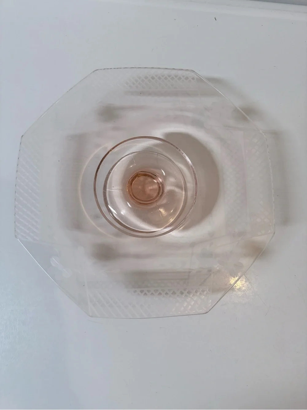 Vintage Pink Depression Glass cake stand